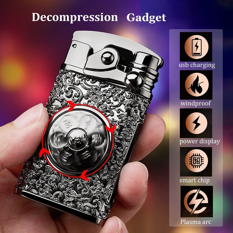 Golden Vintage Dual Arc Plasma Jet Flame Torch Lighter -