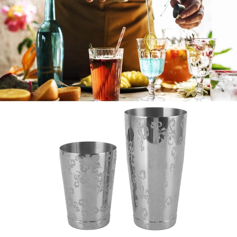 Cocktail Shaker, Stainless Steel Boston Shaker, Engraved Drink Shaker for