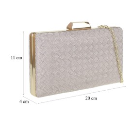 Girly Handbags Evening Clutch Bag Glitter Knitted Hard Case for Women, Rose Gold