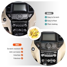 Heutamo Car Navigation Screen Frame Trim Cover Compatible with Nissan Pathfinder 2013 2014 2015 2016 2017 2018 2019 2020，Navigation GPS Screen Button Cover Accessories (Carbon Fiber Pattern)