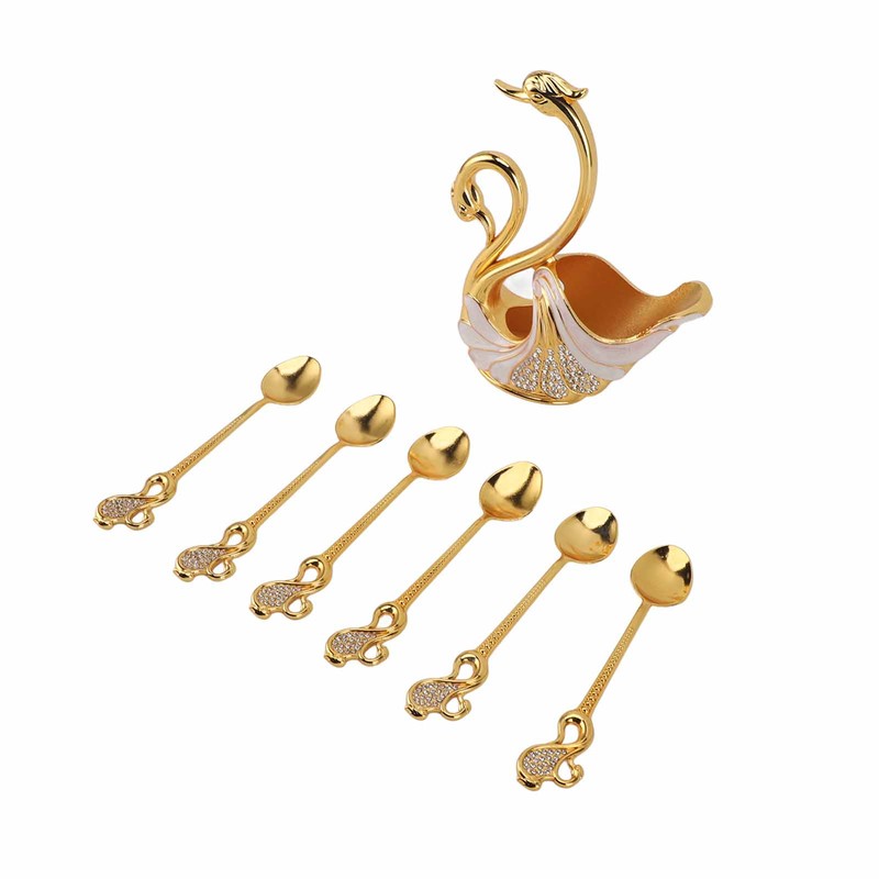 Swan Dinnerware Set Metal Tableware Cutlery Set Decorative Swan Base
