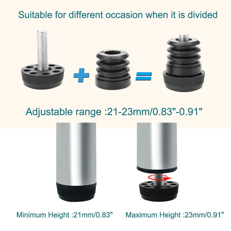 uxcell Leveling Feet 1" 25mm OD Round Insert Furniture Adjustable