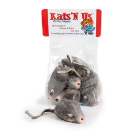 Kats'N Us® Real Rabbit Fur Mouse Cat Toy - 5 Pak