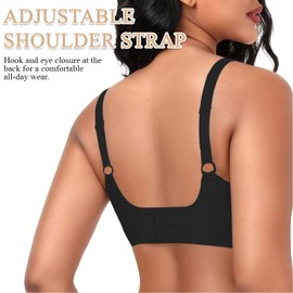 GWAWG Women's Bra Without Underwire Push Up Bra Padded Seamless Soft Bra Jelly Stripes V-Neck with Lace Comfortable Bustier Bra Everyday Sports, black, S