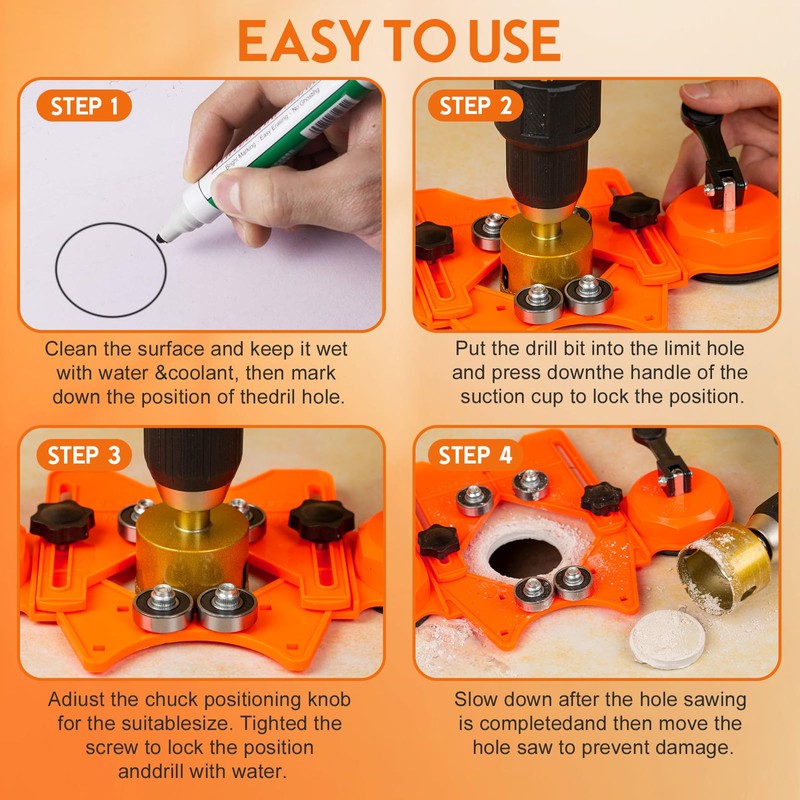 THINKWORK Diamond Drill Bits, Dry/Wet Brazing Hollow Drill Hole Saw