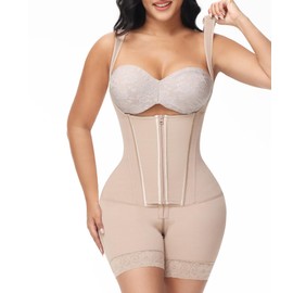 M MYODRESS Fajas Colombianas Shapewear Tummy Control Full Body Shaper Bbl Faja Stage 2 Post Tummy Tuck Compression Garment Girdles for Women Beige S