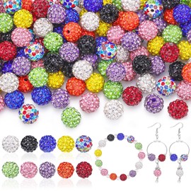 10 mm Glitter Beads for Threading, 100 Disco Ball Beads for Threading, Suitable for Bracelets, Necklaces, Earrings, Key Chains, Pins, Hair Accessories and Other Jewellery Making (Colour)