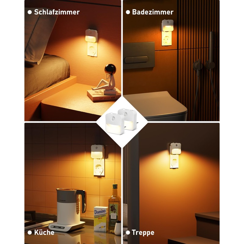 FLOWood Night Light Socket with Twilight Sensor and Motion Sensor,