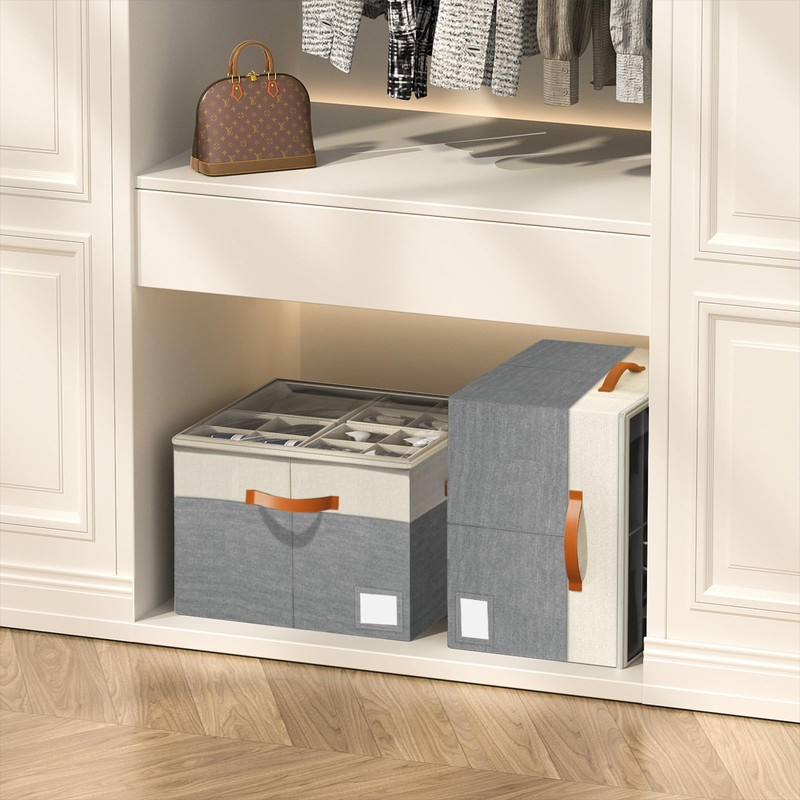 Aokeyee Shoe Organizer for Closet,2 Pack Foldable Shoe Storage Organizer