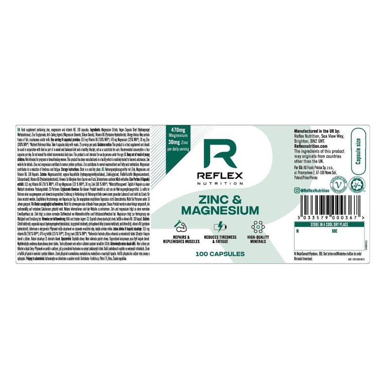 Reflex Nutrition Zinc & Magnesium - Normal Muscle Function &