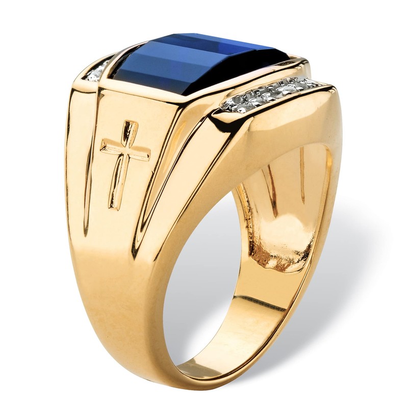 (10) - Men's 5.61 TCW Cushion-Cut Created Blue Sapphire and