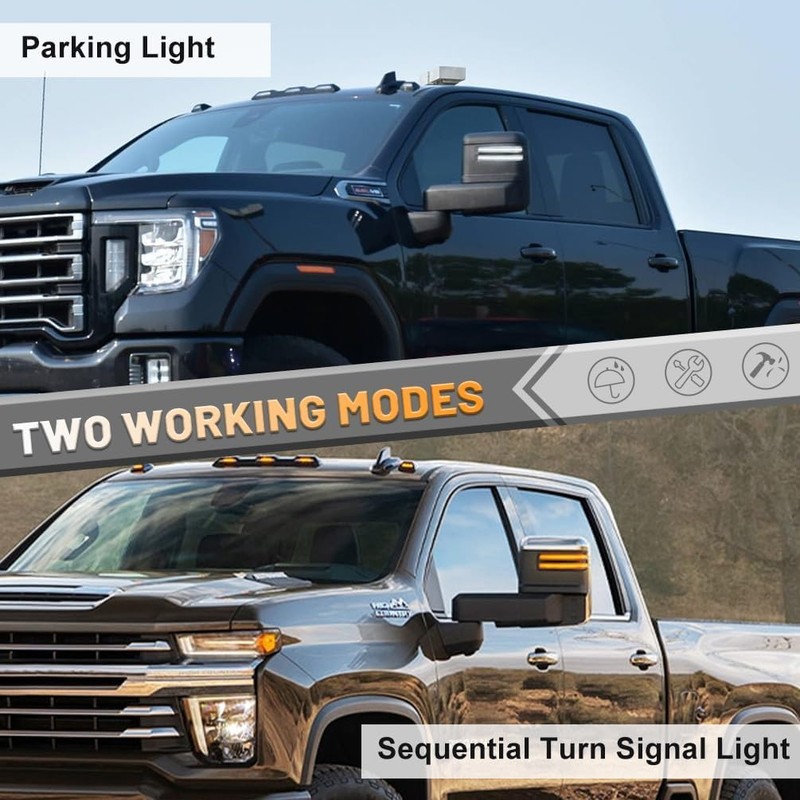 NJSBYL For Sierra & Silverado Amber LED Side Mirror Turn