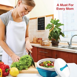 Pinnacle Large Insulated Casserole Dish with Lid 3.6 qt. Elegant Hot Pot Food Warmer/Cooler -Thermal Soup/Salad Serving Bowl Stainless Steel Hot Food Container–Best Gift Set for Moms, Holidays - Teal