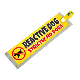 dogkit Reactive Dog Strictly No Dogs Space Awareness Sleeve for Reactive Nervous Dogs, Reflective, Waterproof, Double Sided Slip-on for the Dog Lead (Yellow, No Dogs Sign)