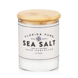 Pure Sea Salt by FLORIDA PURE - 80+ Mineral Sea Salt, Natural, Unrefined, Non Iodized, Addititive-free - for Baking, Cooking, Seasoning & Enhancing Taste - Pure Hand-harvested Flaky Sea Salt (4 oz Jar)