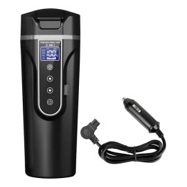 Taza Calefactora para Auto | 500ml | Conexión 12V/24V | Pantalla LCD + Control de Temperatura | Acero Inoxidable | Ideal para Café, Té y Viajes Largos