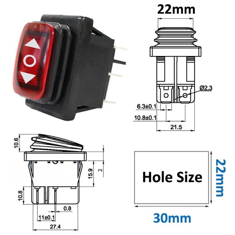 ETOPARS Pack of 3 12 V 20 A Rocker Switch