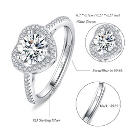 Josfeva Silver Women's Rings, 925 Sterling Silver Wedding Rings, Silver Rose Gold Wedding Rings, Round Square Love Engagement Rings with Round - White Cubic Zirconia, Proposal Rings for Love Wife