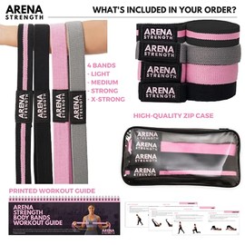 Arena Strength Long Fabric Resistance Bands - Full Body Resistance Bands Set of 3 and Pull Up Assistance Bands | Cloth Resistance Bands Loop with Fabr