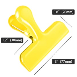 Bag Clips Heavy Duty Stainless Steel Chip Clips, Food Bags Clamp Great for Kitchen Office to Seal Coffee Bags, Paper Sheets - Pack of 8（Yellow）