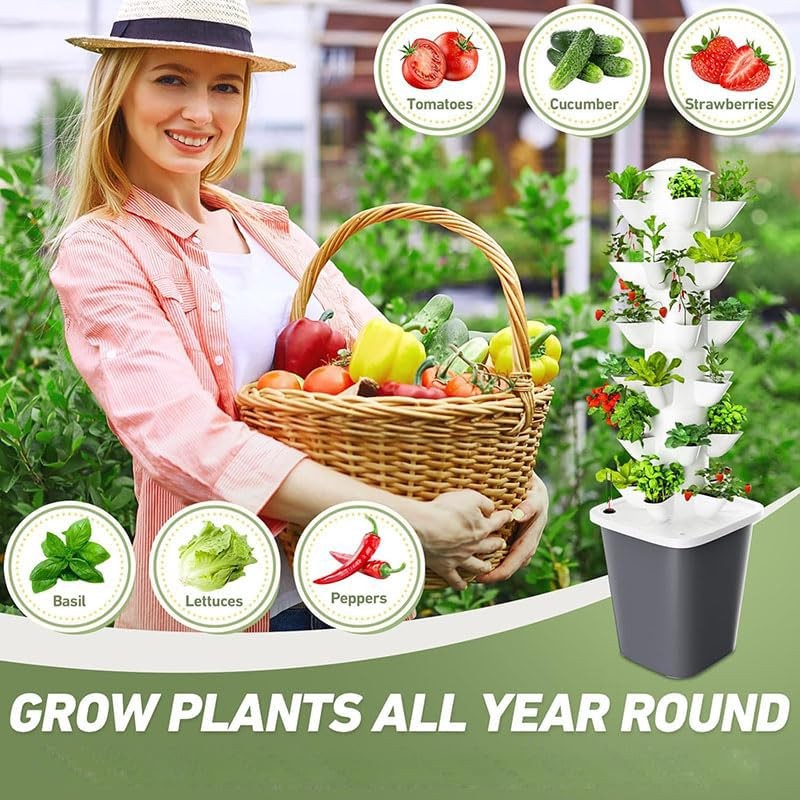 Vertical Hydroponic Tower Garden System - 6 Layer 30 Pods