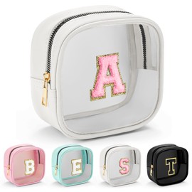 Parima Kosmetiktasche Klein - Reise Kosmetiktasche Wasserdicht Durchsichtige Kosmetiktasche Geschenke für Frauen Mädchen Geburtstagsgeschenk für Teenager Mädchen Buchstaben A Kosmetiktasche