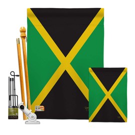 Nationality Jamaica Garden House Flags Kit Regional Nation International World Country Particular Area Small Decorative Gift Yard Banner Double-Sided Made in USA 28 X 40