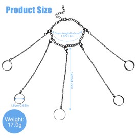 Snowtain Punk Cross Knuckle Ring with Tassel, Layered Finger Ring Bracelet, Silver Slave Bracelet, Vintage Open Finger Ring with Chain, Punk Ring Bracelet for Men and Women (Black), Metal