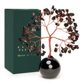 Black Obsidian Crystal Tree of Life Office Desk Decor for Womens, 7 Chakra Reiki Healing, Feng Shui Bonsai Home Decoration Tree for Positive Energy, Good Luck, Money, Meditation, Valentine Gifts