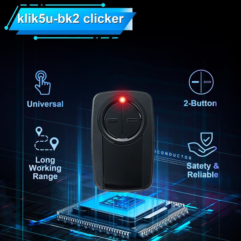‌380UT 375UT 375LM 2-Button Remote Control, Klik5U-Bk2 Clicker for Chamberlain