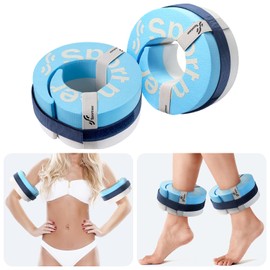 Foam Swim Aquatic Cuffs Equipment: Sportneer Water Aerobics Float Ring with Detachable Velcro Pool Exercise Weights Fitness Workout Set Water Ankle Weights Arm Belts for Swimming Fitness Training