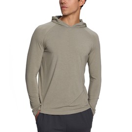BAMBOO COOL Men's UPF 50+ Athletic Hoodies Soft Lightweight Sweatshirts Long Sleeve Pullover Sun Protection Hoodie Tops Army Gray