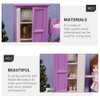 Healifty Dollhouse Cabinet Wooden Mini Purple Wardrobe Dollhouse Furniture Miniature