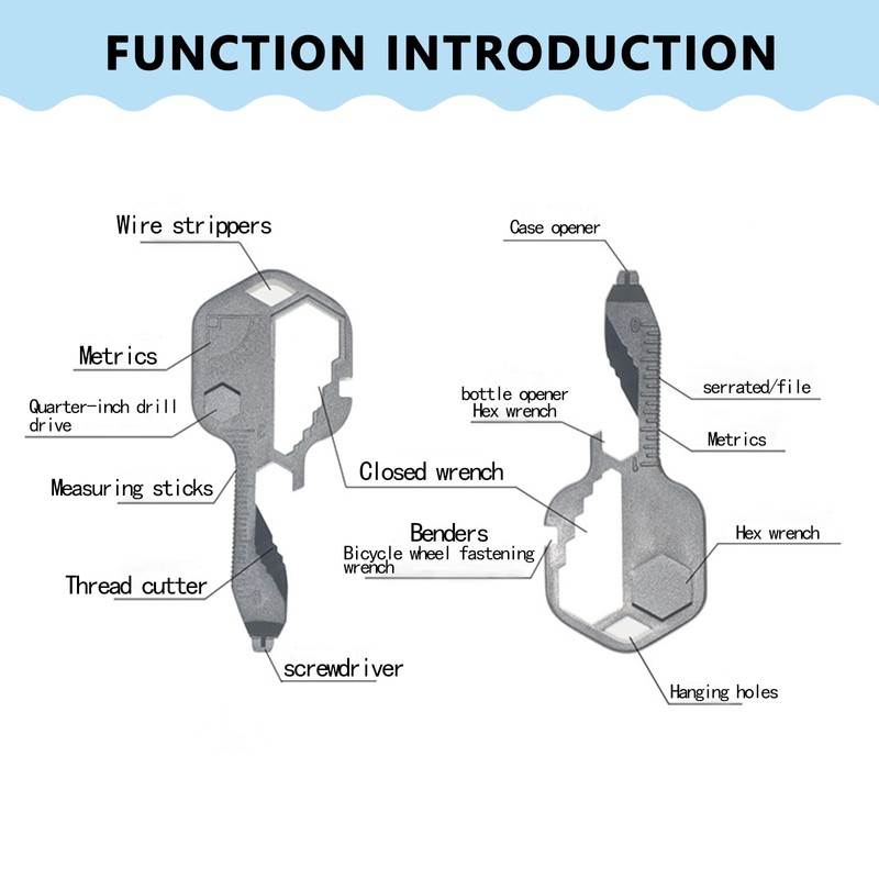 One Them Durable 24-in-1 Multi Tool Key Multifunction Key Shaped