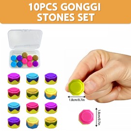 Weighted Gonggi Korean Game Set, Gongi Ddakji Game with 10Pcs Gongi-Gi Stones, Funny Stone Throwing Gonggi Set for Family Travel Party (B: 10Pcs Dice)