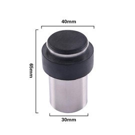 Door Stopper, 65mm Floor Mount Door Stop, Stainless Steel, Cylindrical Doorstops for Floor, Rubber Door Bumper Wall Protector