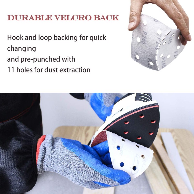 LESNIC 240 Grit Mouse Sanding Pads 60 Pcs, 11 Hole