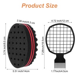 Ptwola 2 Pcs Afro Twist Set Premium Twist Hair Sponges and Hair Pick Comb for Men Women Curls Barber Personal Styling