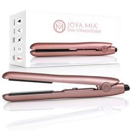 JOYA MIA Diva 1" Ceramic Hair Straightener - Portable, Lightweight & Compact Flat Iron with Rubberized Coating & Automatic Shut-Off, Travel-Friendly, for All Hair Types - Heats Up to 450F, Rose Gold