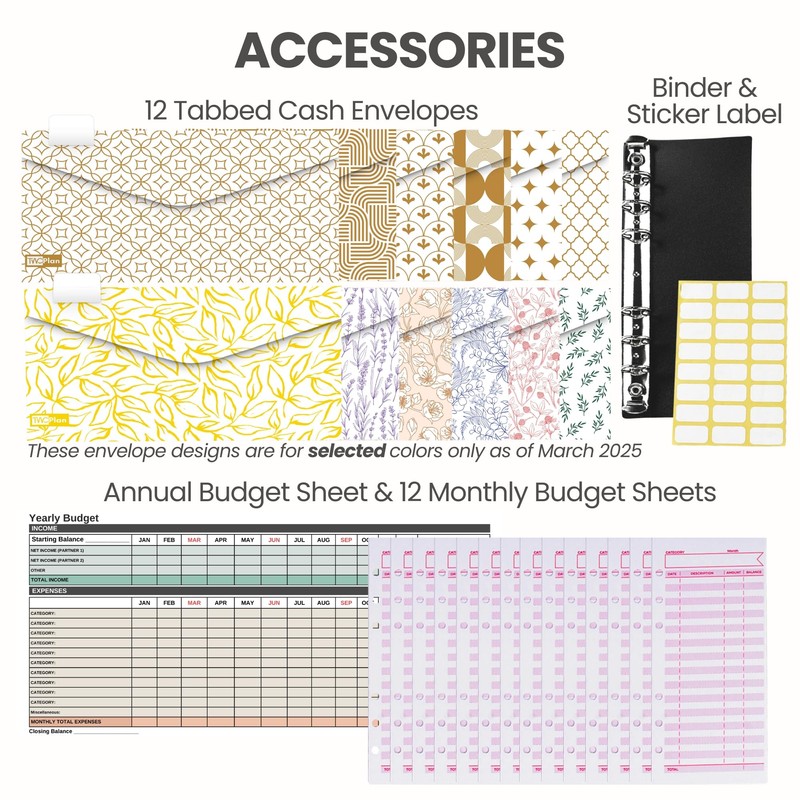 Cash Envelope Wallet All in One Budget System with 12x