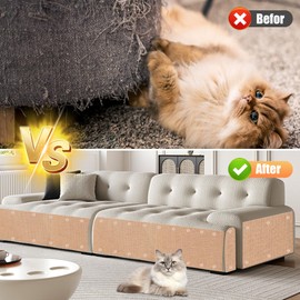 2PCS Anti Cat Scratch Furniture Protector, 78.7"x15.8" Couch Protector from Cat Claws, Trimmable DIY Cats Scratch Carpet Mat for Sofa, Wall, Couch Corner, Cat Tower, Self-Adhesive Scratch Pad(Khaki)