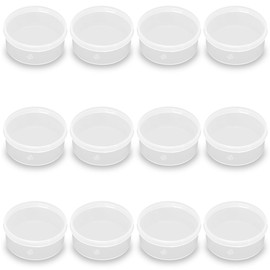 Farmer Mani 12 Pcs Clear Plastic Round Storage Jars, 1.7 oz D/2.32 x H/1.02 Inch Beads Storage Containers Box for Storage Small Items, Hardware, Buttons, Small Jewelry