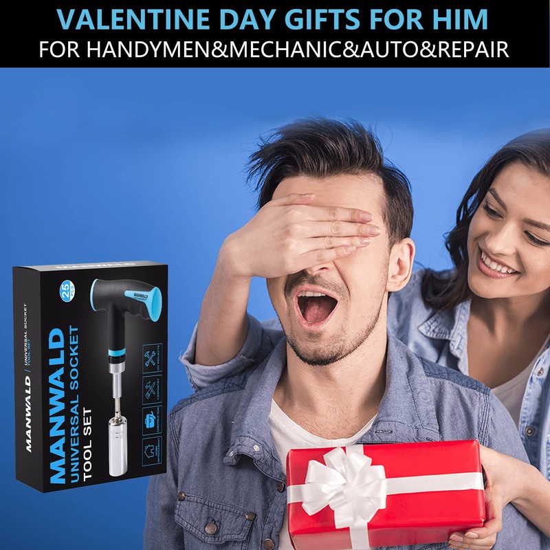 MANWALD Universal Socket Tool Set, Ratcheting T-Handle Screwdriver Set with