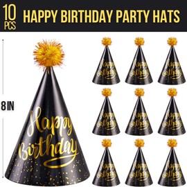 PixiPy Birthday Party Hats, 10 Colorful Cone-Shaped Celebration Headwear for Memorable Parties, Fun Birthday Party Supplies & Decorations