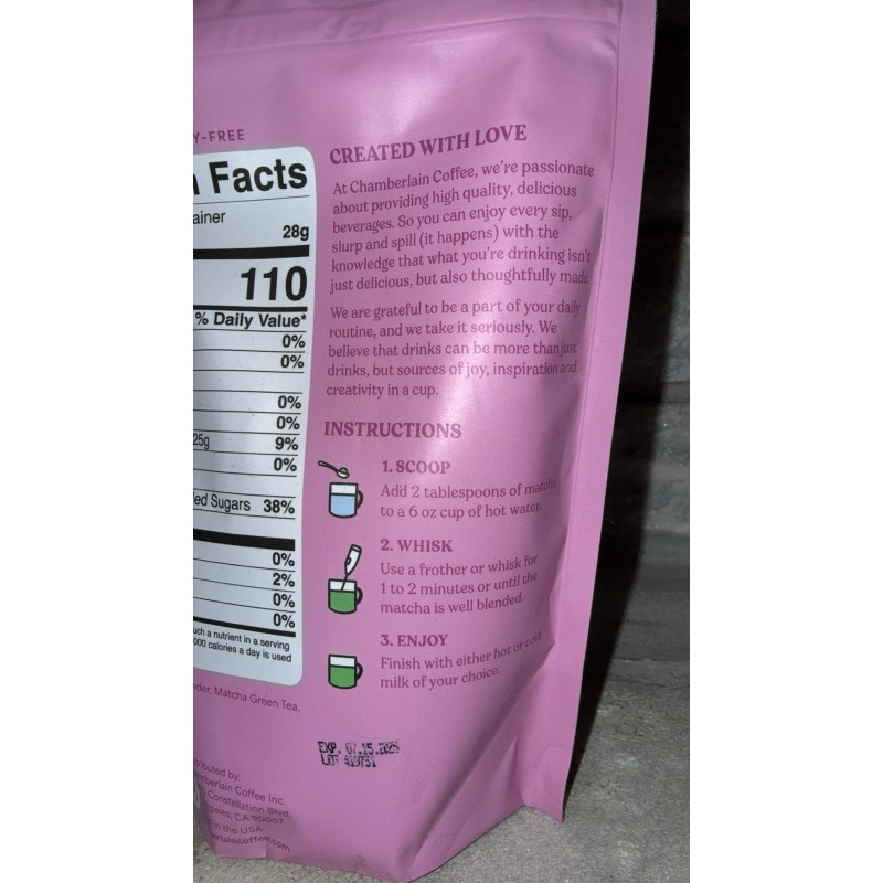 Chamberlain Coffee Blue Matcha Latte With Oat Milk 10oz Pouch