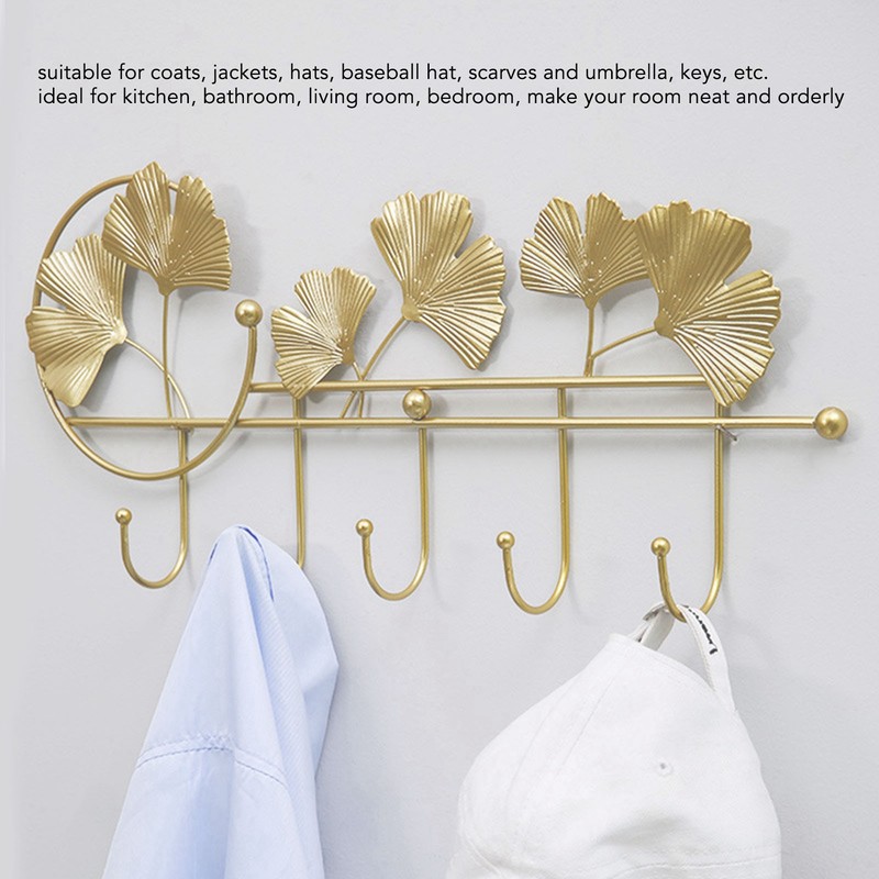 Wall Coat Rack Ginkgo Leaf Design Simple Elegant Style Wide