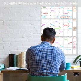 Dry Erase Wall Calendar 3 Month Calendar - 36x24 Inches, Blank Undated Reusable Quarterly Calendar, Whiteboard Premium Laminated Planner, Reusable Laminated Office 3-Month Wall Calendar (Vertical)