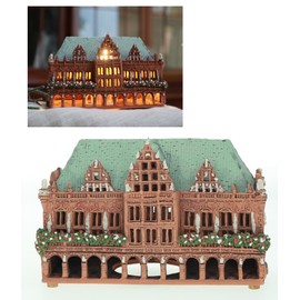 Midene Ceramic Art Tealight Candle Holder Room Decoration Handcrafted Collectible Miniature Light House Town Hall in Bremen, Germany B294N*