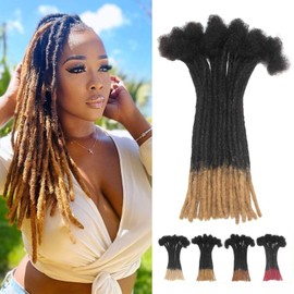 Ombre Loc Extensions Human Hair Dread Extensions 0.4cm 12 Inch 30 Strands T1B/27 Blonde Ends Dreadlock Extensions Human Hair Locs Extensions for Men Women Real Human Hair Locs Handmade Permanent Locs