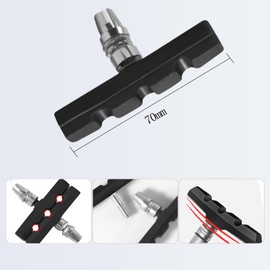 BMYUK Universal Bike Brake Pads Rubber Silent V-Brake Pad V-Brake Shoes with Hex Nuts Skid for d Most Road Mountain Bike 70mm(2.76") (8PCS)